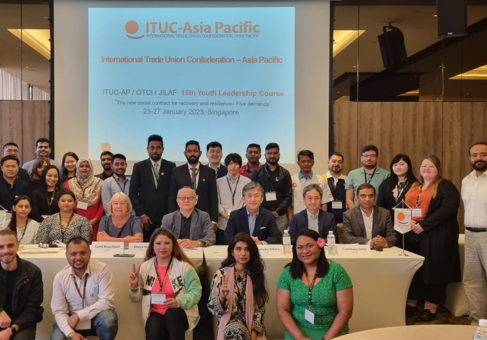 15 th ITUC-AP / OTCi / JILAF Youth Leadership Course Date: 23 - 27 January 2023 / Venue: Downtown East, Singapore (The new social contract for recovery and resilience - Five demands)